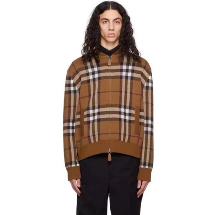 バーバリーメンズブラウンジップアップジャケットu322