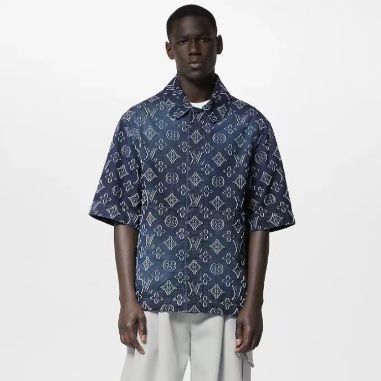 ルイヴィトンメンズモダンブラック半袖シャツv1919