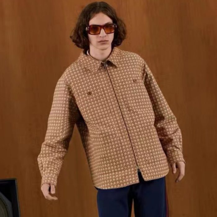 グッチメンズカジュアルブラウンジップアップジャケットu1020