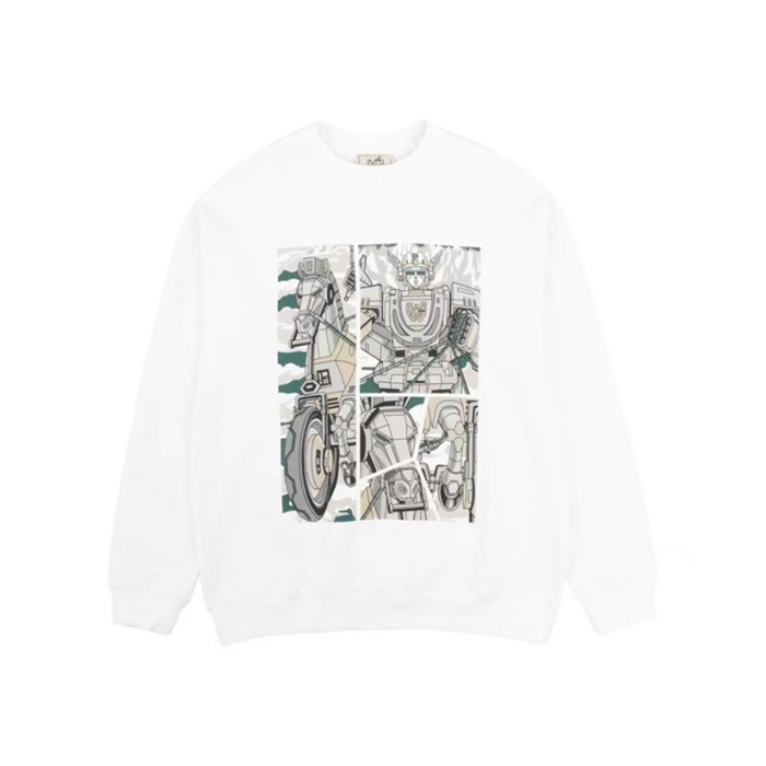 エルメスメンズモダンホワイトスウェットシャツe324