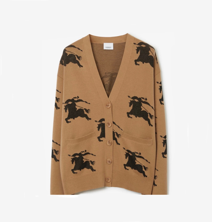 バーバリーメンズベージュネックカーディガンu333