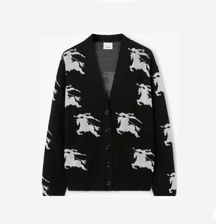 バーバリーメンズブラックネックカーディガンu334