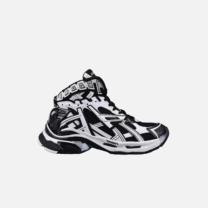 バレンシアガユニセックスランナー7ホワイトブラックハイスニーカーa696