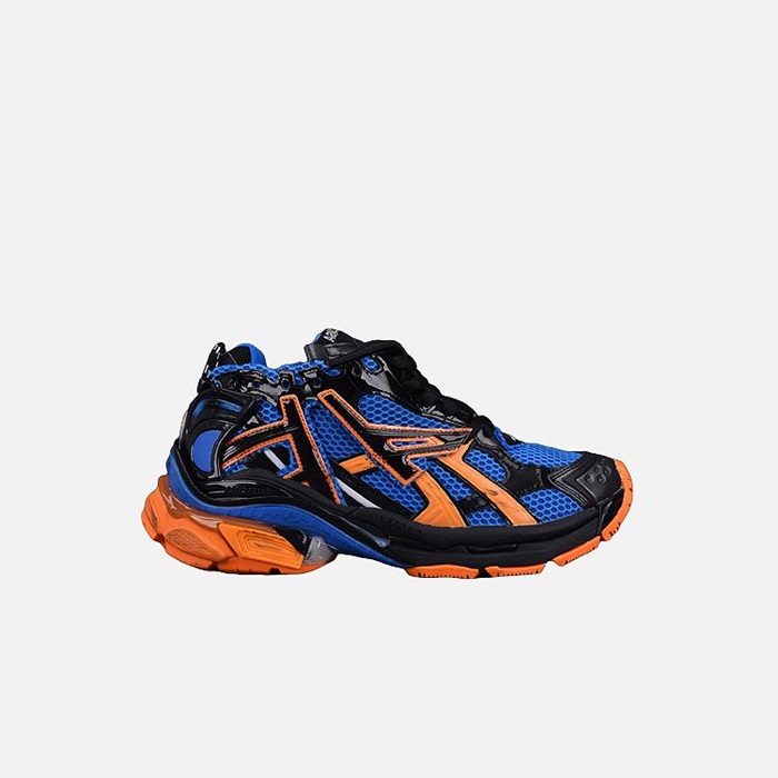 バレンシアガユニセックスランナー7ブラック/オレンジ/ブルースニーカーa701