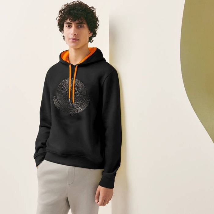 エルメスメンズブラックフーディe351