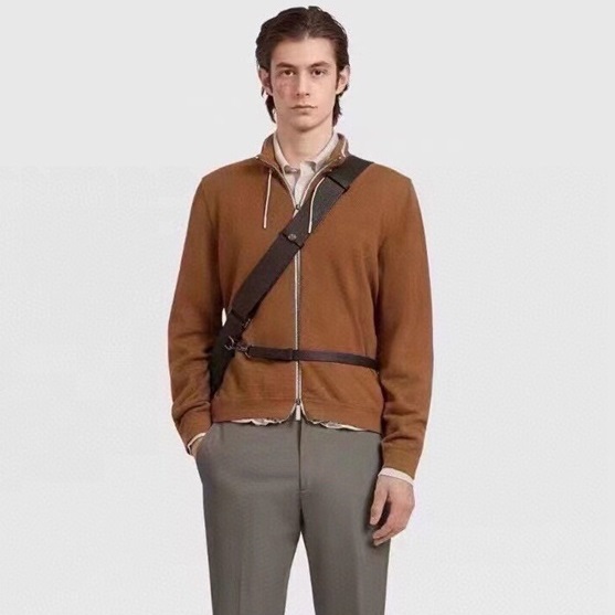 エルメネジルドゼニアメンズキャメルフードジャケットe115