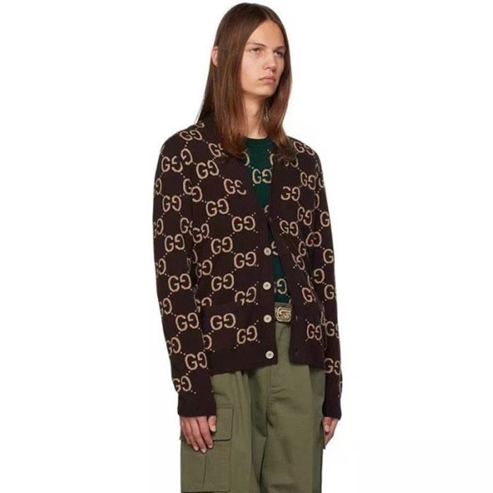 グッチメンズカーキネックカーディガンu1044