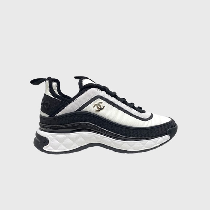 シャネルレディーススエードミックススニーカーホワイトh538