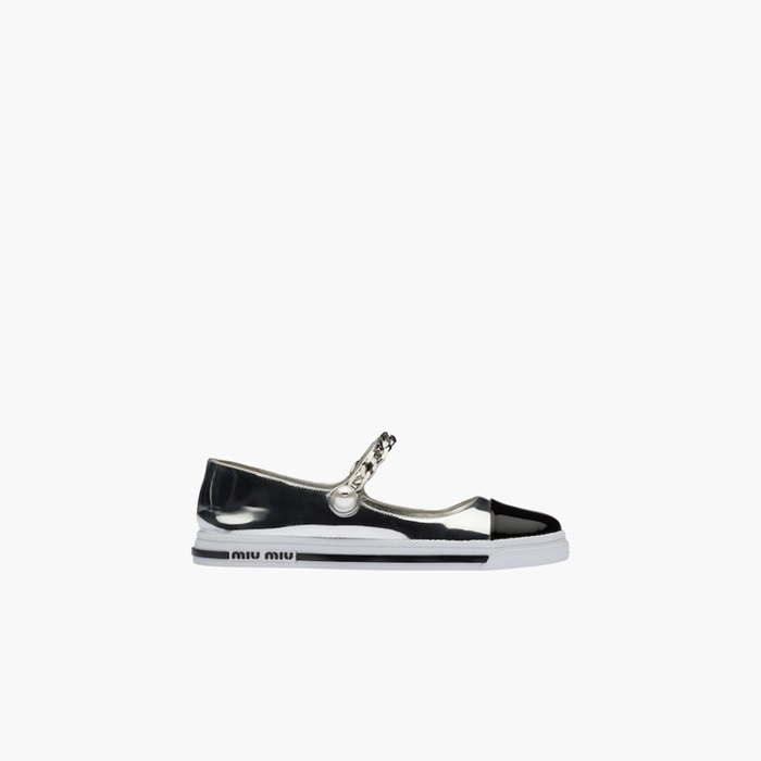 ミュウミュウレディースメタリックテクニカルバレリーナu314