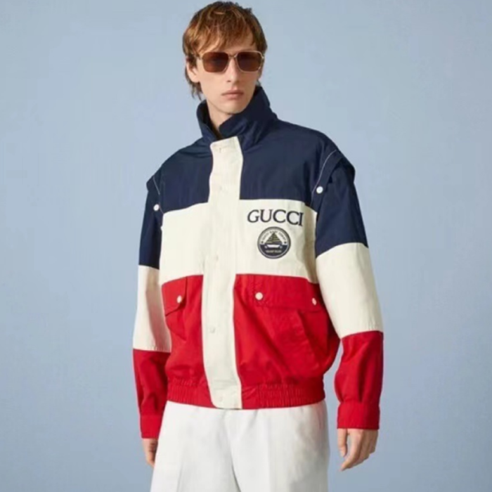 グッチメンズカジュアルブルージップアップジャケット-u1079