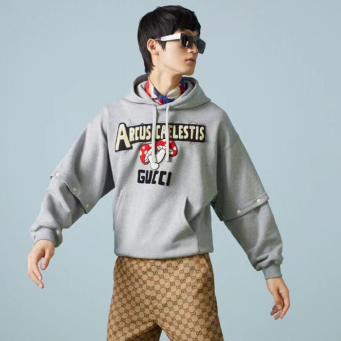 グッチメンズグレーフーディu1082