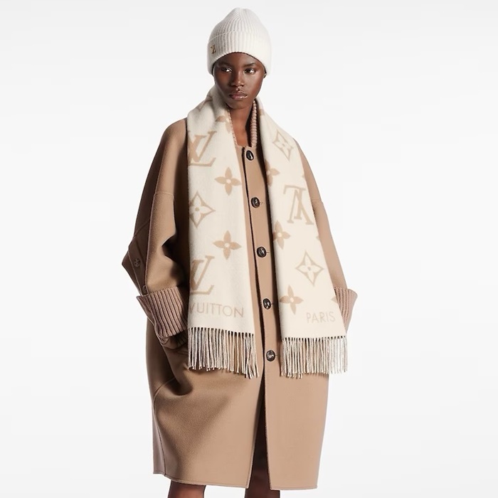 ルイヴィトンレディースベージュマフラーv1984