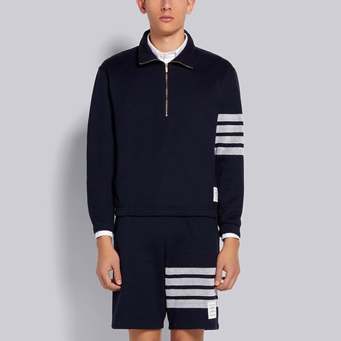 トムブラウンメンズネイビーポロスウェットシャツh94
