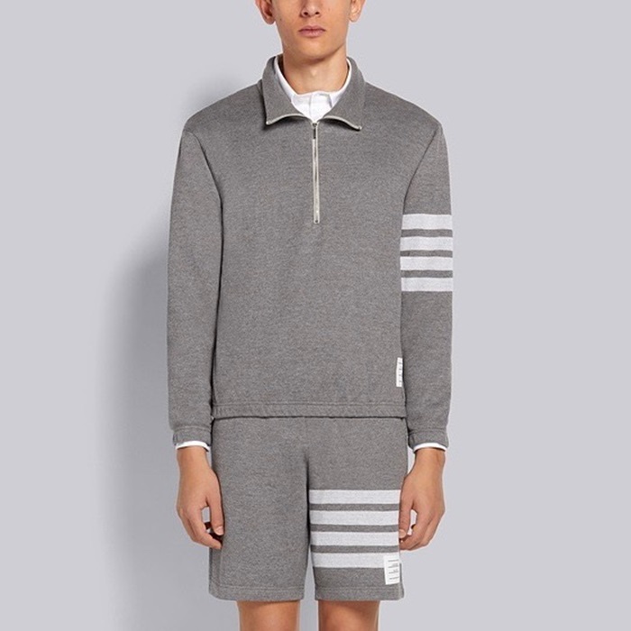 トムブラウンメンズグレーポロスウェットシャツh95