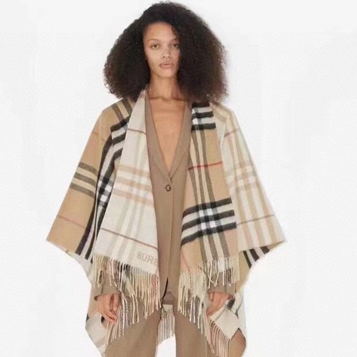 バーバリーレディースベージュ両面ポンチョu310