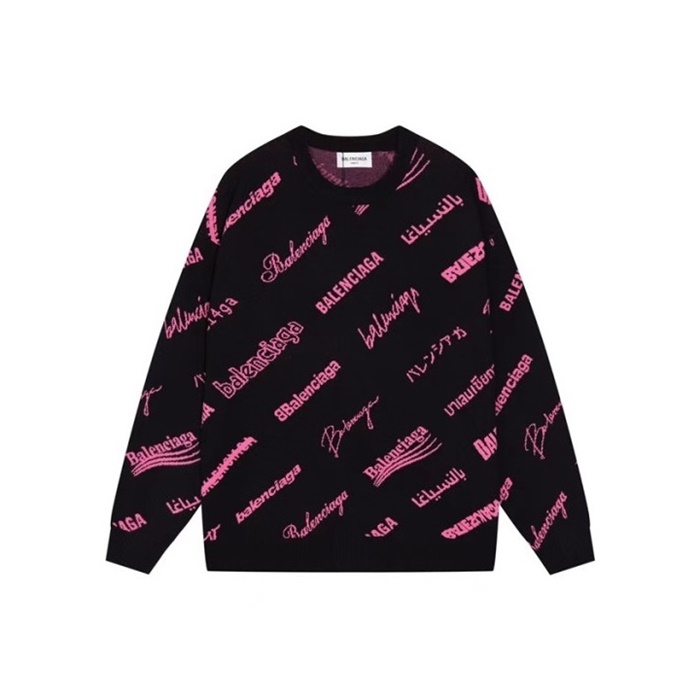 バレンシアガメンズブラッククルーネックニットa803