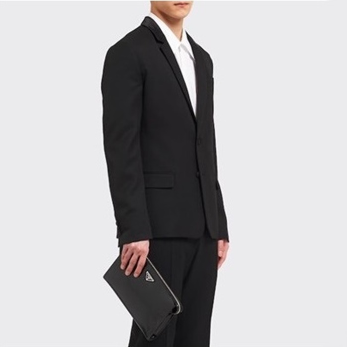 プラダメンズブラッククラッチバッグr773