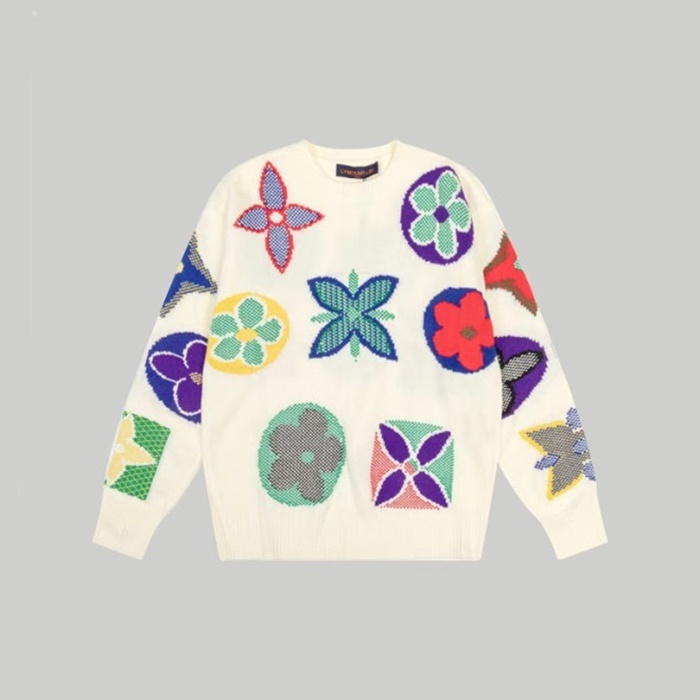 ルイヴィトンメンズホワイトクルーネックニットv