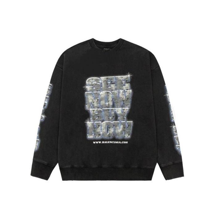 バレンシアガメンズブラックスウェットシャツa807