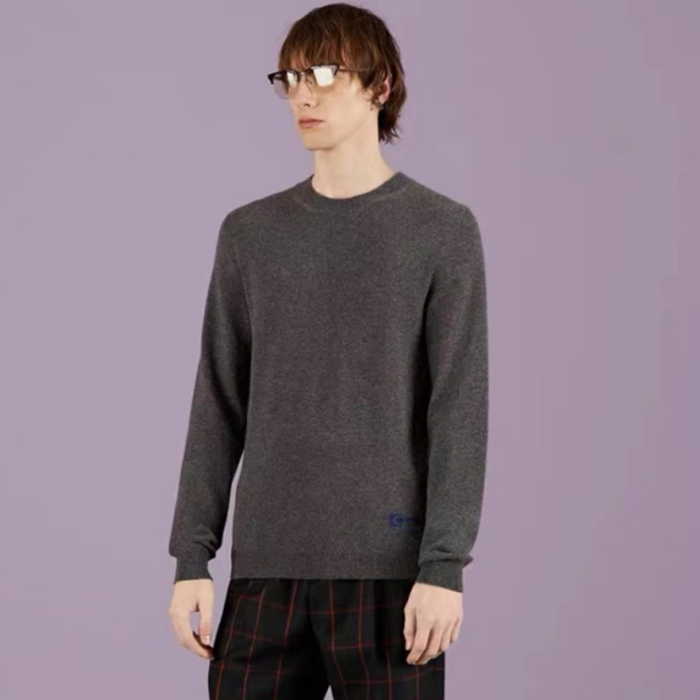 グッチメンズカジュアルクルーネックグレーニットu1110