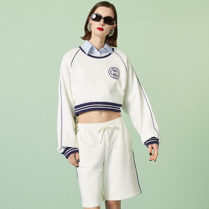 グッチレディースクルーネックホワイトツーピース-u1114