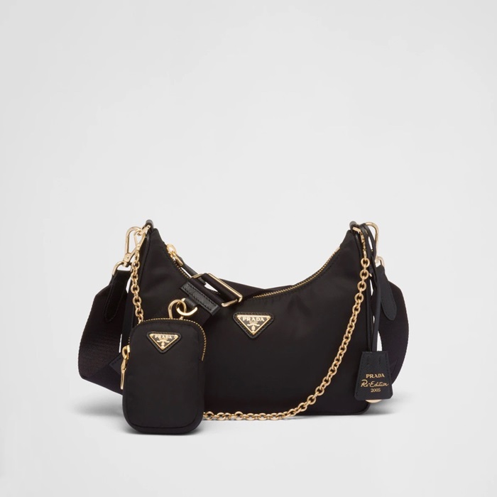 プラダレディースブラックハボバッグr801