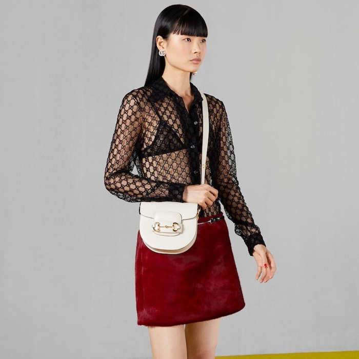 グッチレディースホワイトホースビットu1105