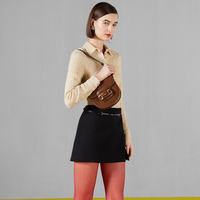 グッチレディースブラウンホースビットu1106