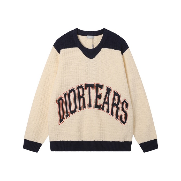 ディオールメンズアイボリークルーネックニットi849