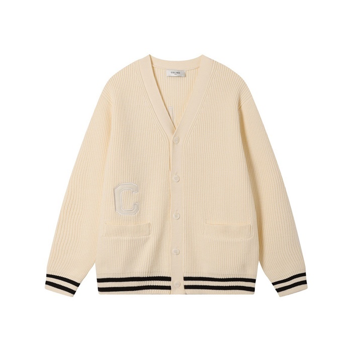 セリーヌユニセックスアイボリーネックカーディガンe265
