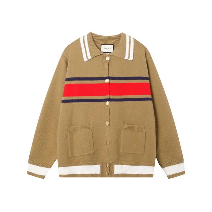 グッチレディースキャメルポロカーディガンu1110
