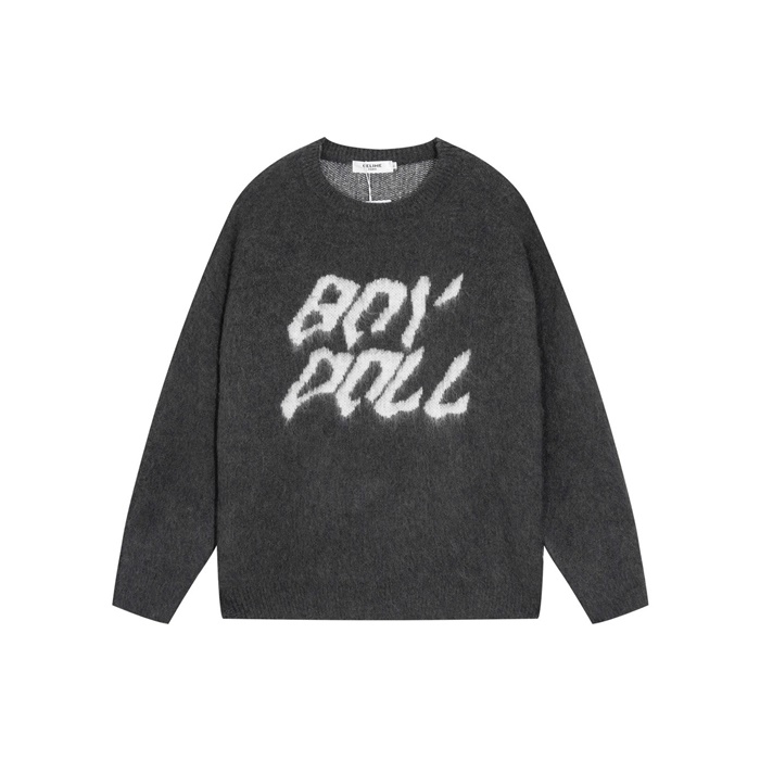 セリーヌメンズクルーネックダークグレーニットe266