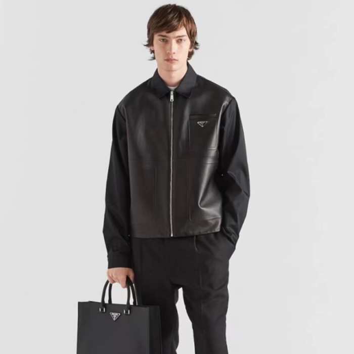 プラダメンズモダンブラックレザージャケットr810