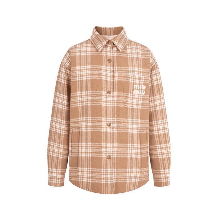 ミュウミュウユニセックスベージュダウンシャツu326