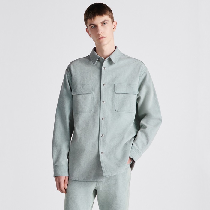 ディオールメンズカジュアルブルー両面シャツi855