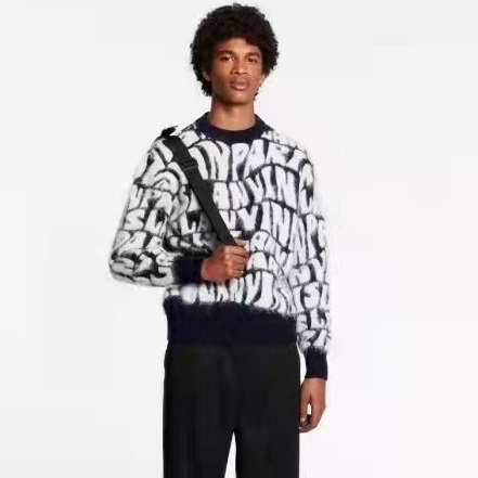 ランバンメンズブラッククルーネックセーターn37