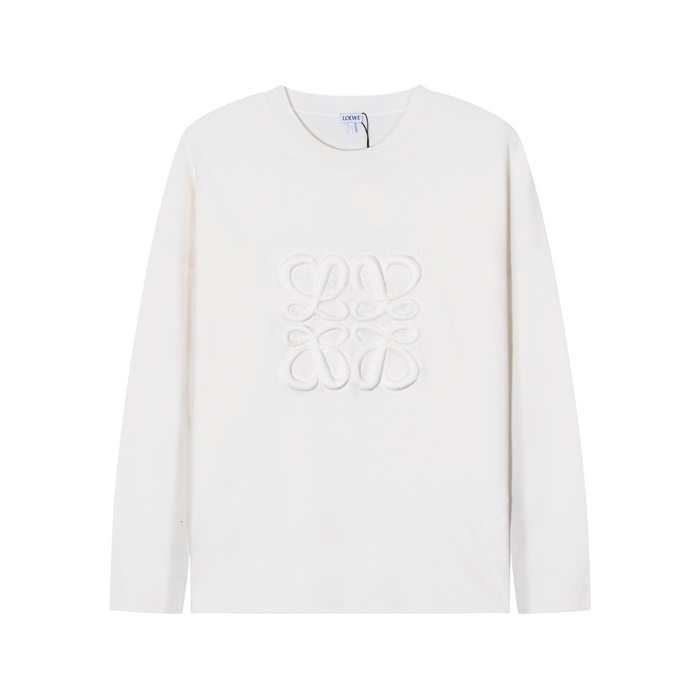 ロエベメンズホワイトクルーネックセーターe812