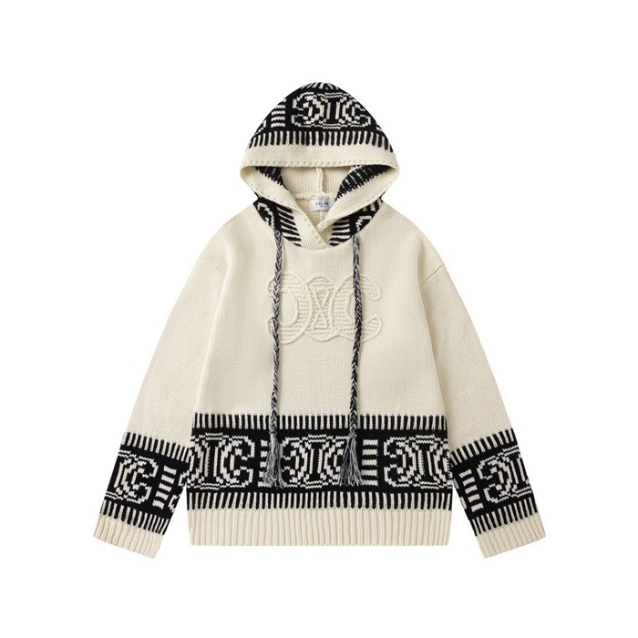 セリーヌユニセックスカジュアルアイボリーフーディe273