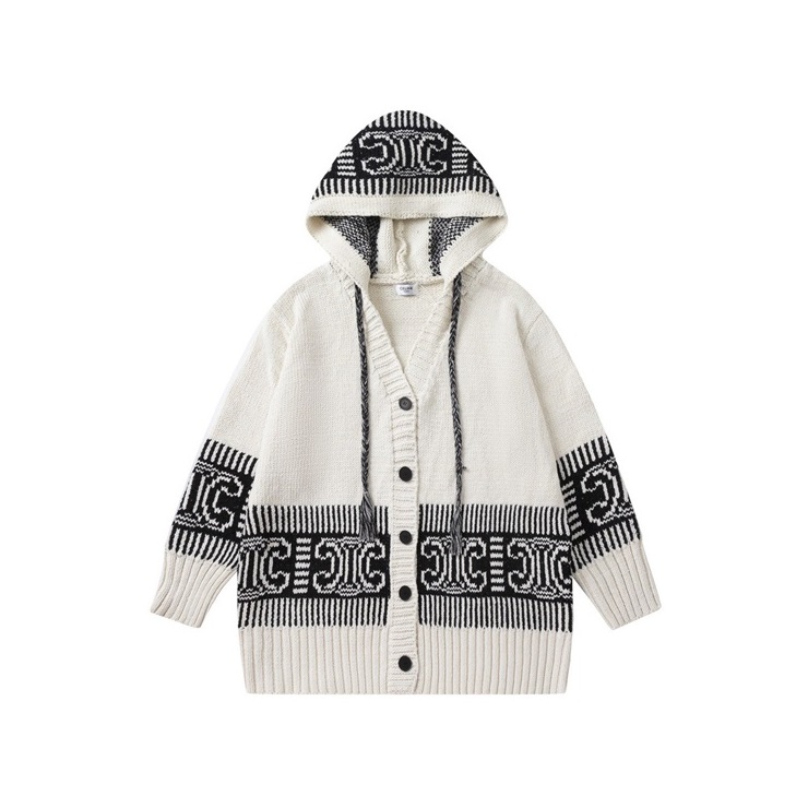 セリーヌユニセックスカジュアルアイボリーフーディe274