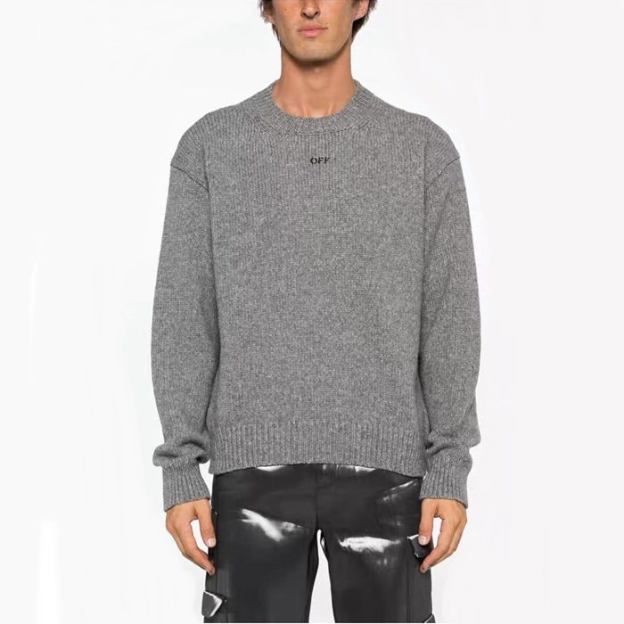 オフホワイトメンズグレーニットf75
