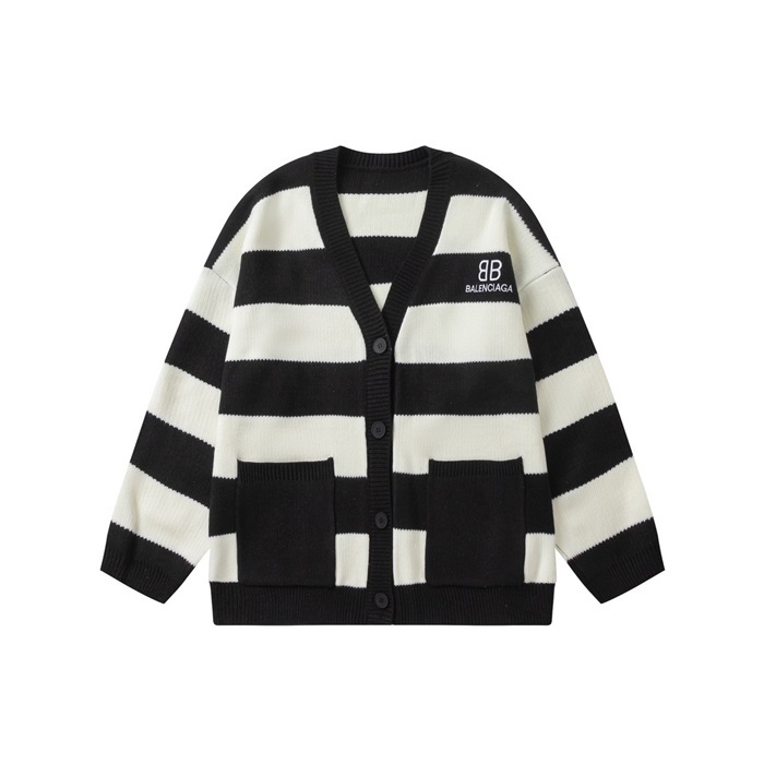 バレンシアガメンズブラックネックカーディガンa855