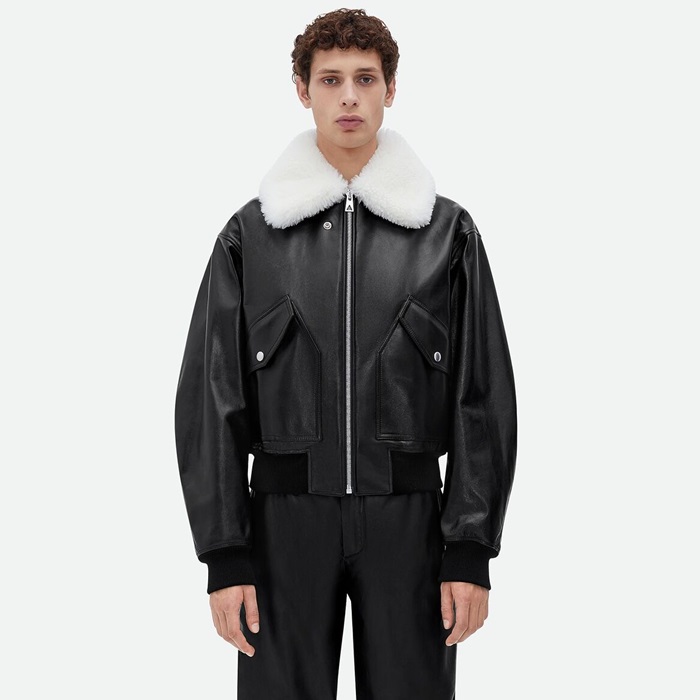 ボッテガヴェネタメンズブラックレザージャケットv264