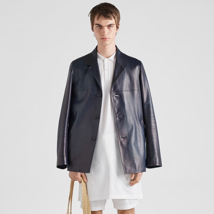 プラダメンズモダンブラックレザージャケットr847