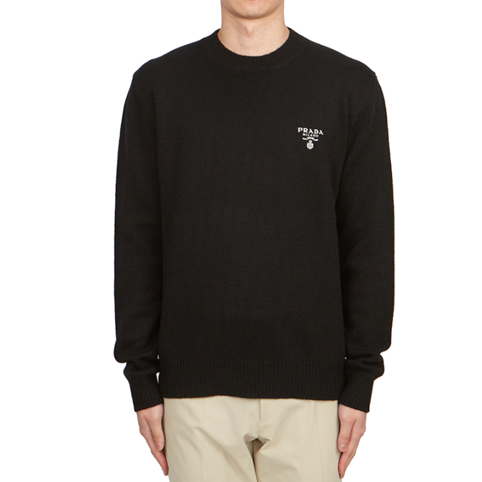 プラダメンズクルーネックブラックセーターr849