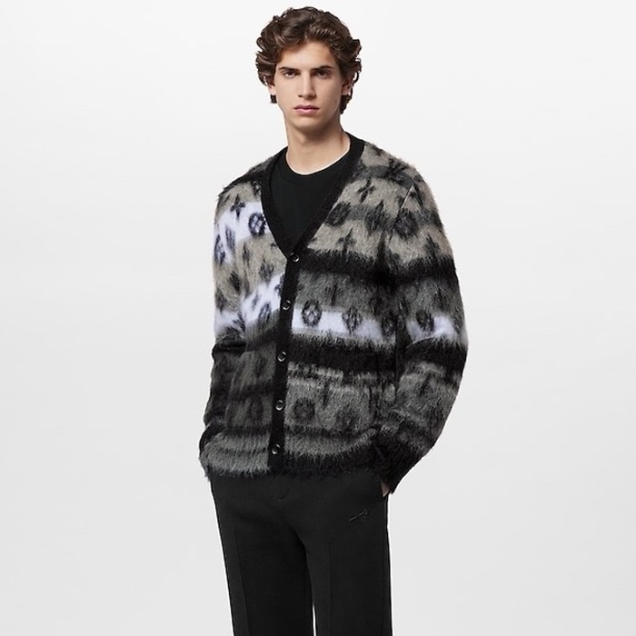 ルイヴィトンメンズネックグレーカーディガンv2059