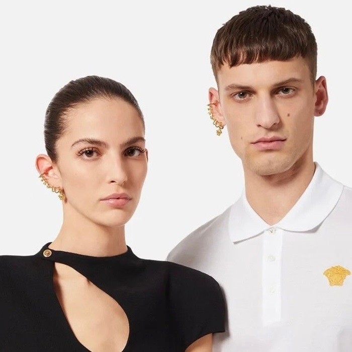 ヴェルサーチェユニセックスイエローゴールドピアスc466