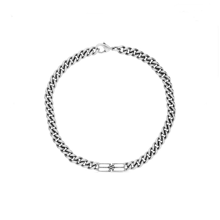 バレンシアガメンズホワイトゴールドネックレスc496