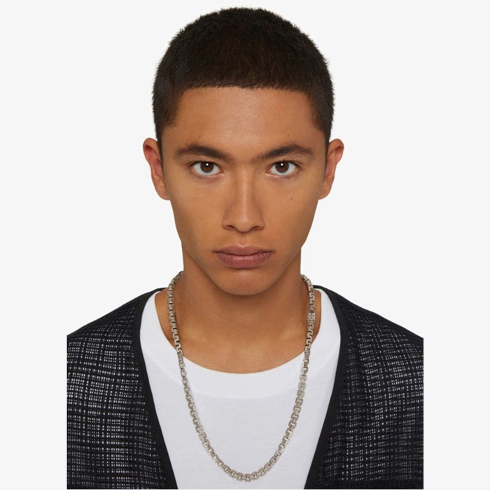 ジバンシィメンズホワイトゴールドネックレスc498