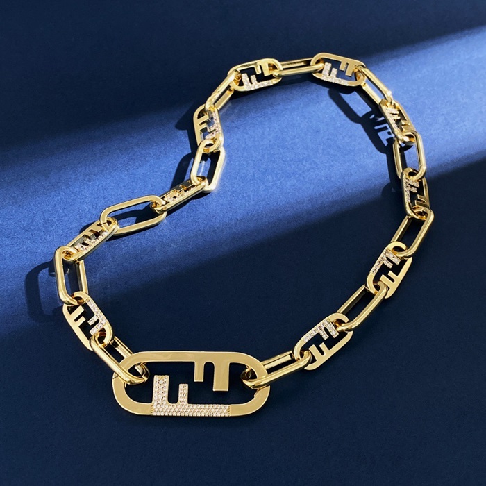 ェンディレディースイエローゴールドネックレス-c544