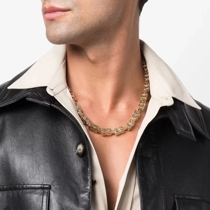 ジバンシィメンズイエローゴールドネックレスc566